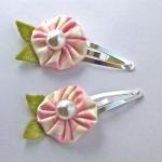 Two Pink Fabric Flower Snap..