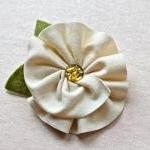 Ivory Jersey Flower Brooch ..