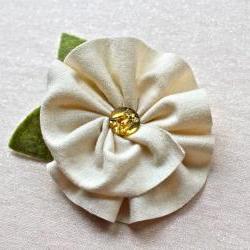 Ivory Jersey Flower Brooch and Hair Clip